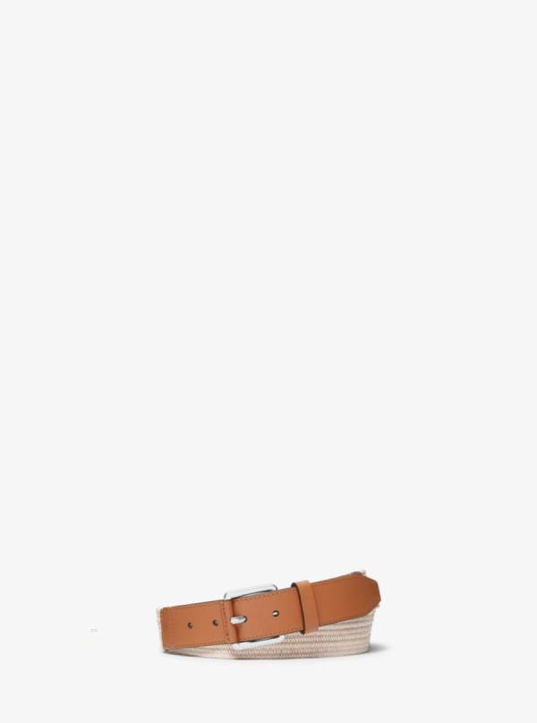 Panske Opasky Michael Kors Cotton-Blend Béžové - Doplnky Michael Kors Levně | TEQHP-6730